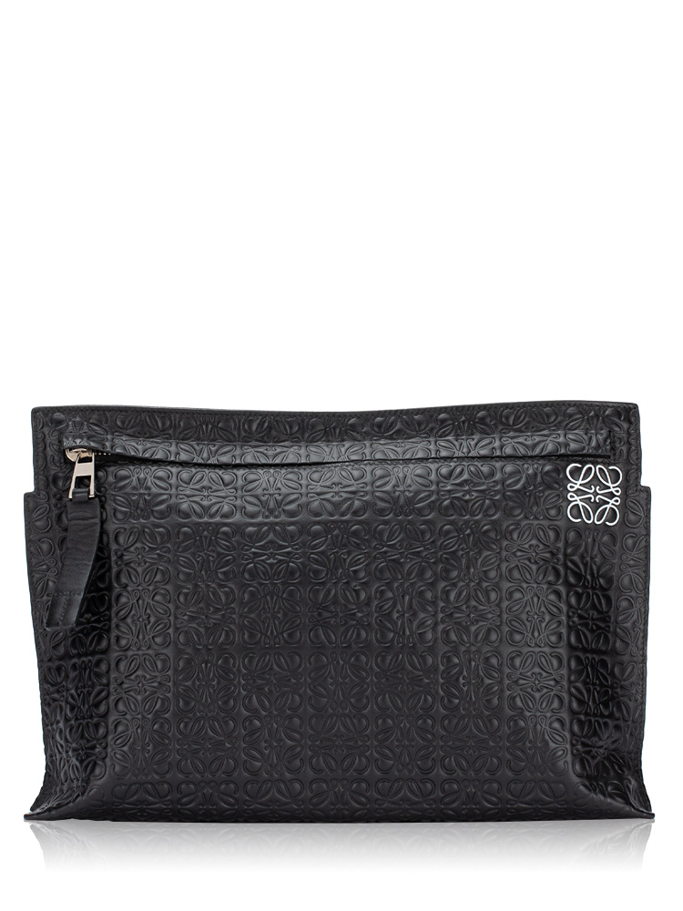 Calfskin Anagram Repeat T Pouch Black