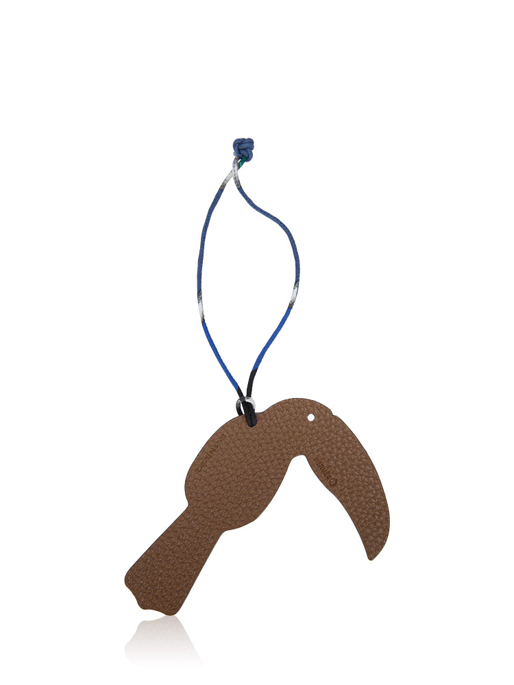 Togo Grain Petit H Toucan Bag Charm Noir Multicolour