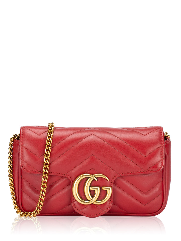 GG Marmont Matelasse Super Mini Shoulder Bag Hibiscus Red