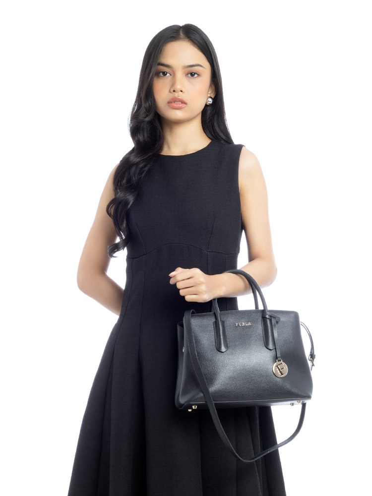 Tessa Leather Small Satchel Black