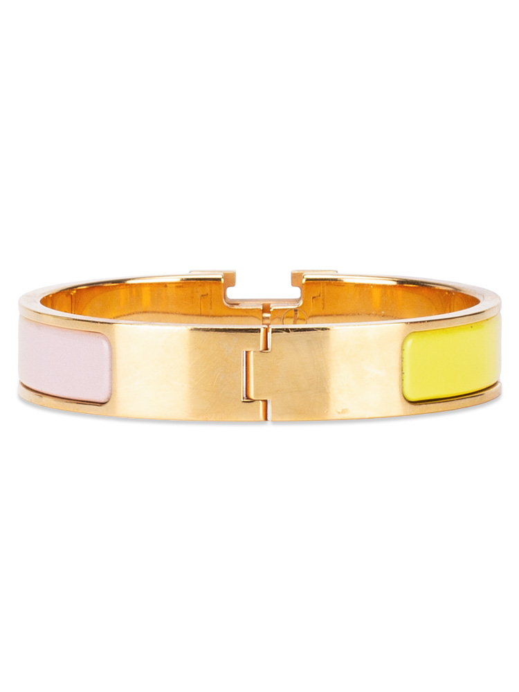 Enamel Narrow Clic Clac H Fusion Bracelet PM Rose Candeur Jaune Tennis
