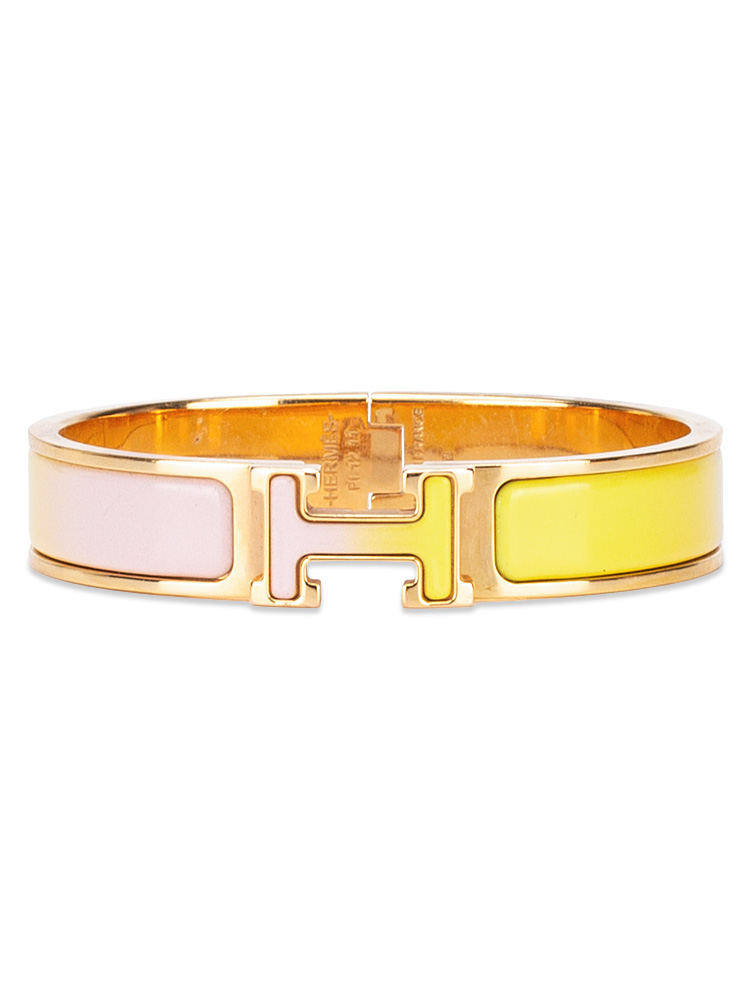 Enamel Narrow Clic Clac H Fusion Bracelet PM Rose Candeur Jaune Tennis