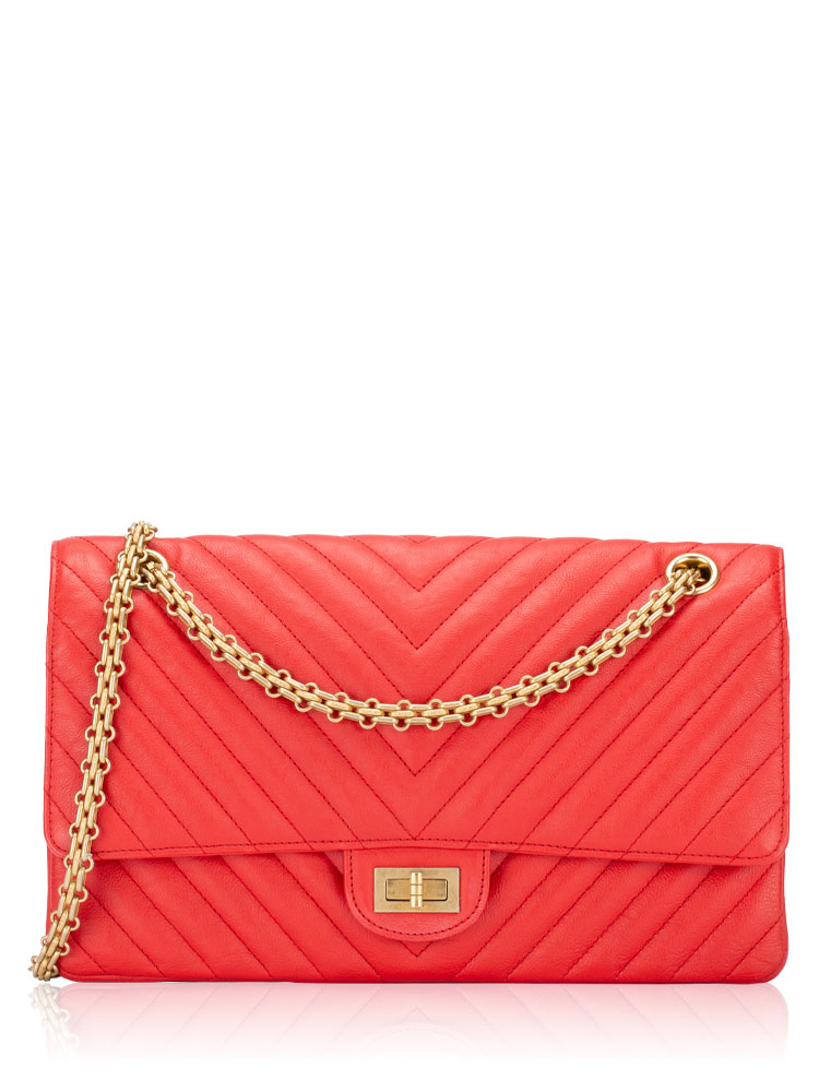 Calfskin Chevron 2.55 Reissue 226 Flap Bag Red