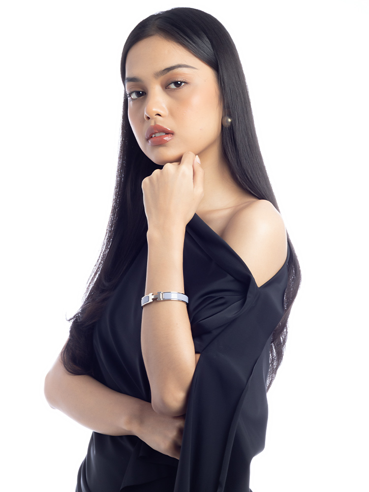 Enamel Narrow Clic Clac H Bracelet GM Parme