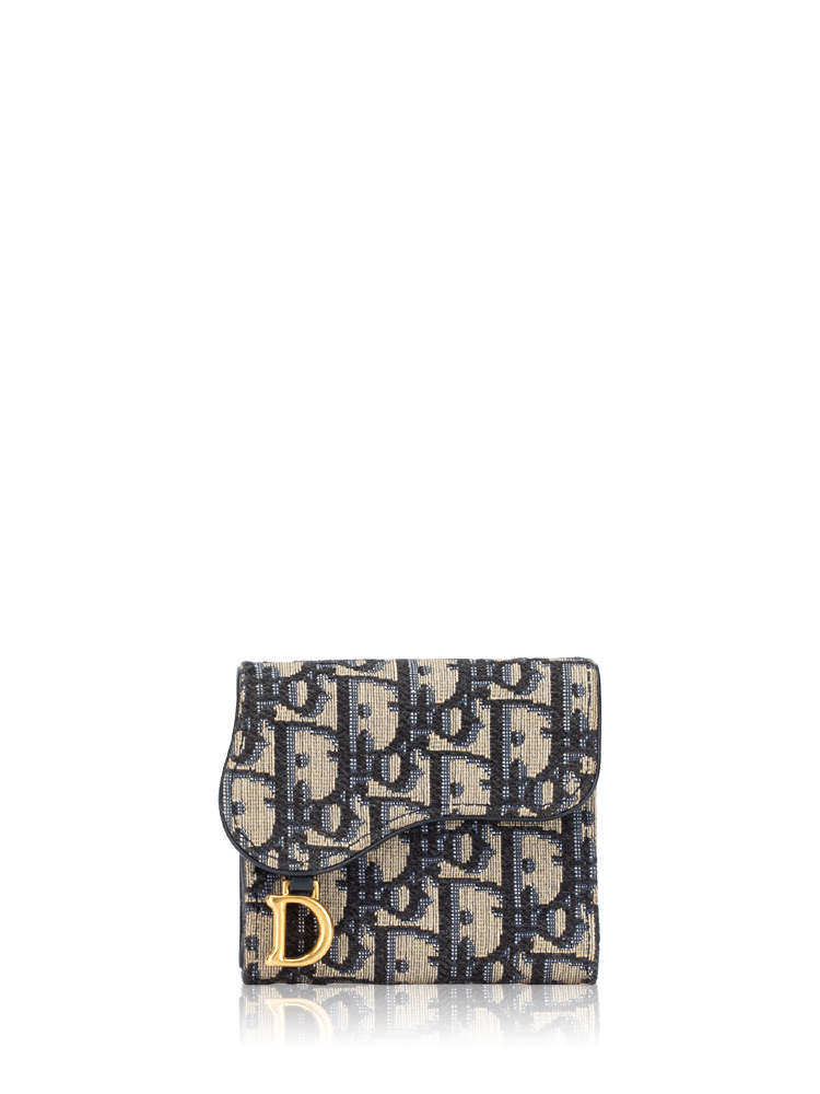 Oblique Lotus Small Trifold Wallet Bleu Multicolor