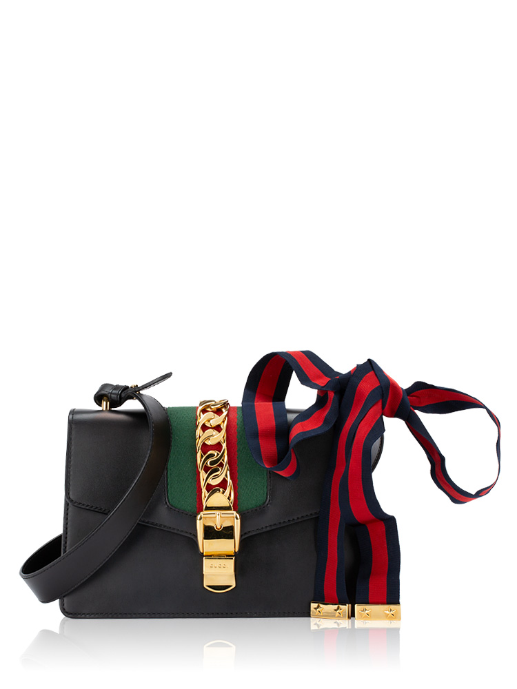 Calfskin Sylvie Small Shoulder Bag Black