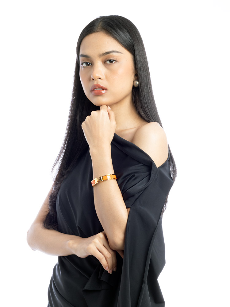 Enamel Narrow Clic Clac H Bracelet PM Orange