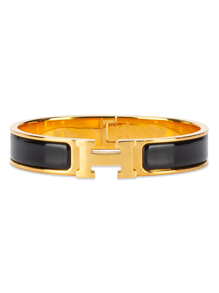 Enamel Narrow Clic Clac H Bracelet PM Noir