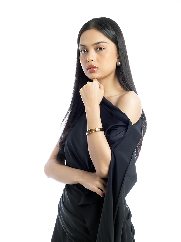 Enamel Narrow Clic Clac H Bracelet PM Noir