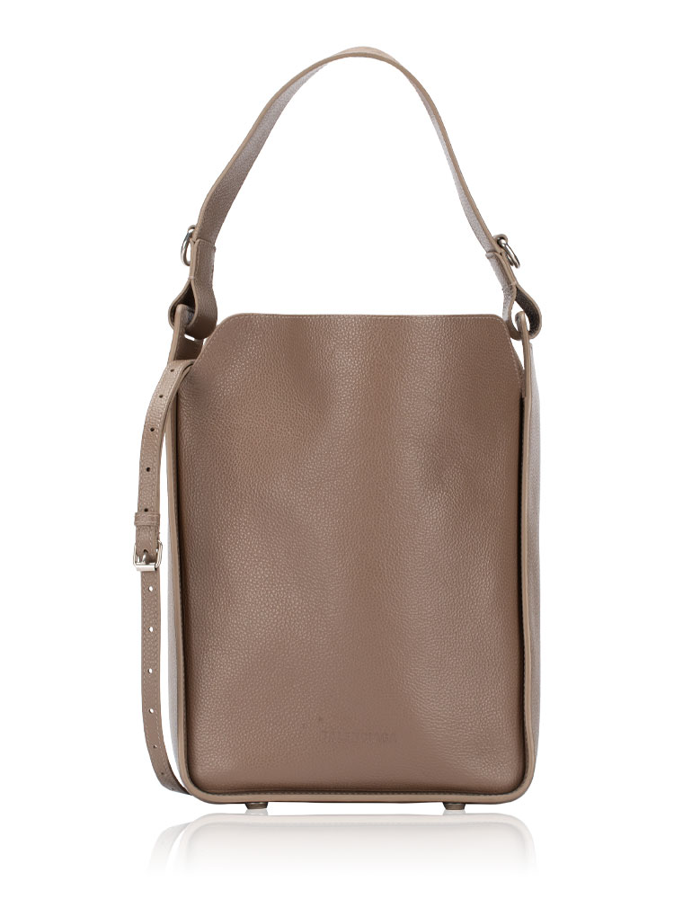 Calfskin Logo Embossed Tool 2.0 Tote Taupe