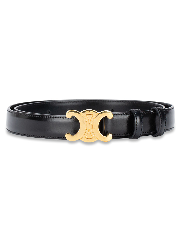 Calfskin Triomphe 25 MM Belt Black Sz 100