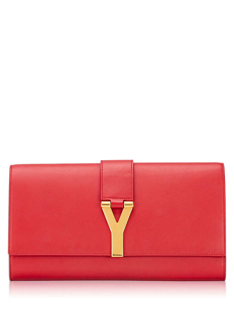 Calfskin Ligne Y Clutch Red