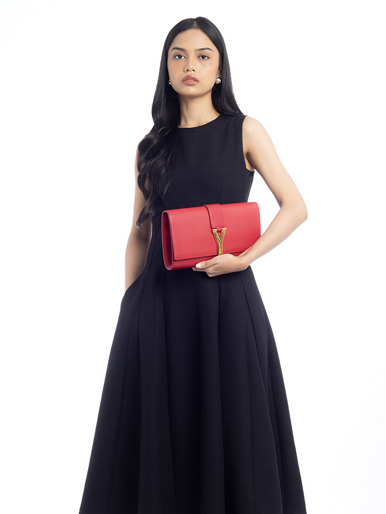Calfskin Ligne Y Clutch Red