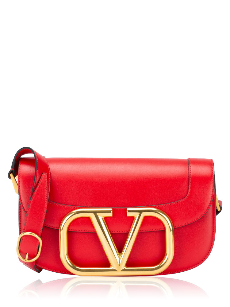 Smooth Calfskin Supervee Medium Crossbody Red