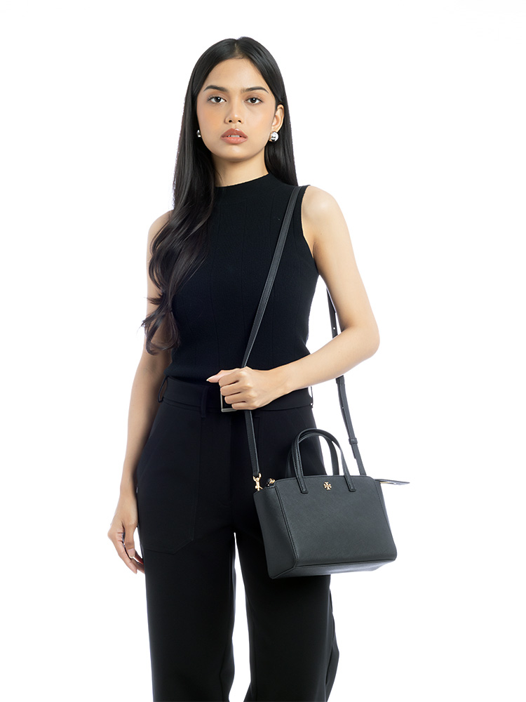 Emerson Mini Top Zip Tote Black Gold