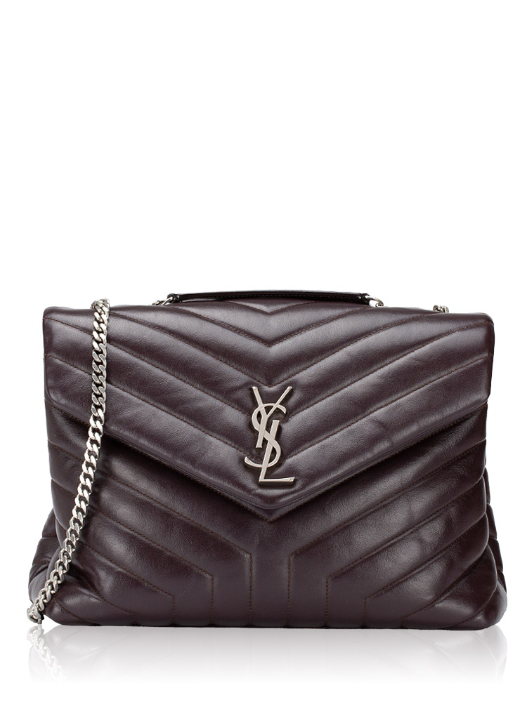 Calfskin Y Quilted Monogram Loulou Medium Shoulder Bag Amaranto