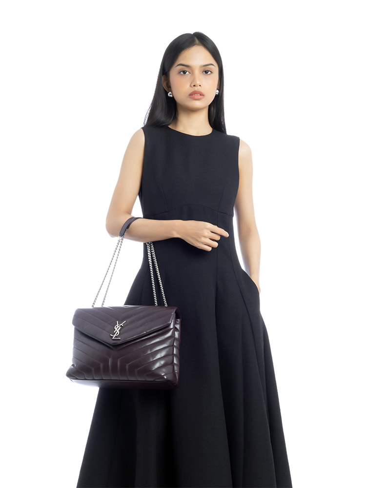 Calfskin Y Quilted Monogram Loulou Medium Shoulder Bag Amaranto