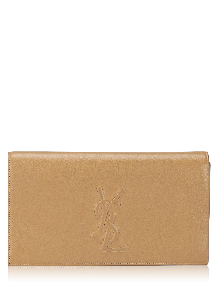 Calfskin Monogram Belle De Jour Large Clutch Beige