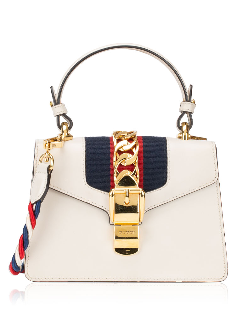 Calfskin Sylvie Mini Top Handle Bag White