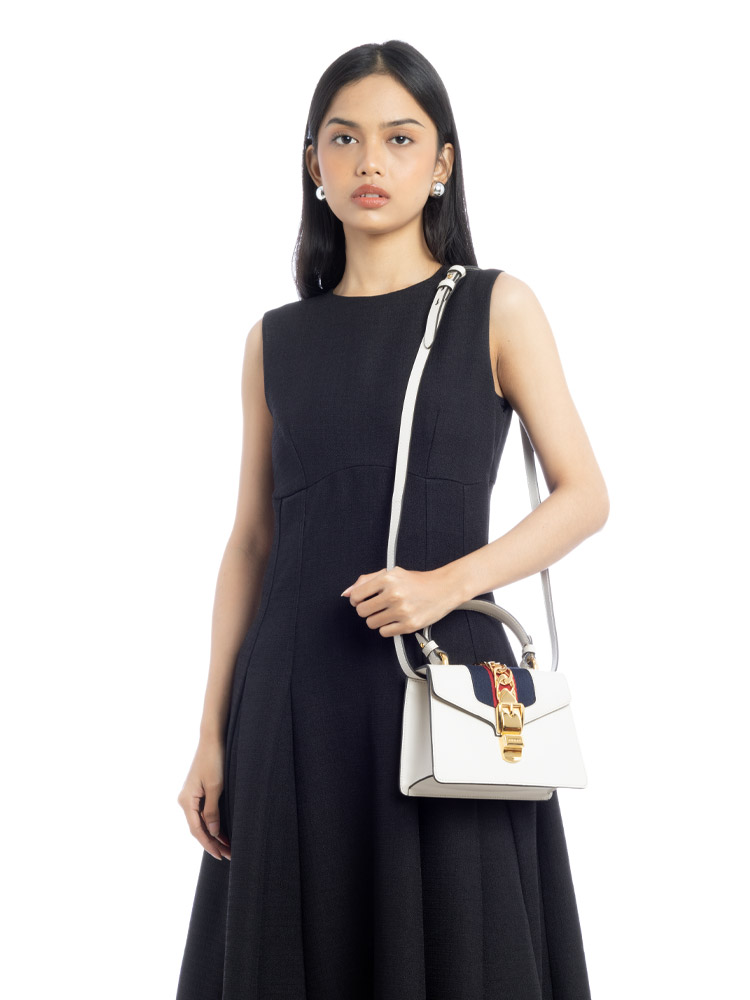 Calfskin Sylvie Mini Top Handle Bag White