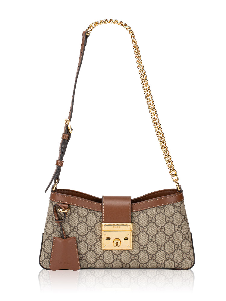 GG Supreme Padlock Small Chain Shoulder Bag Beige Brown Sugar
