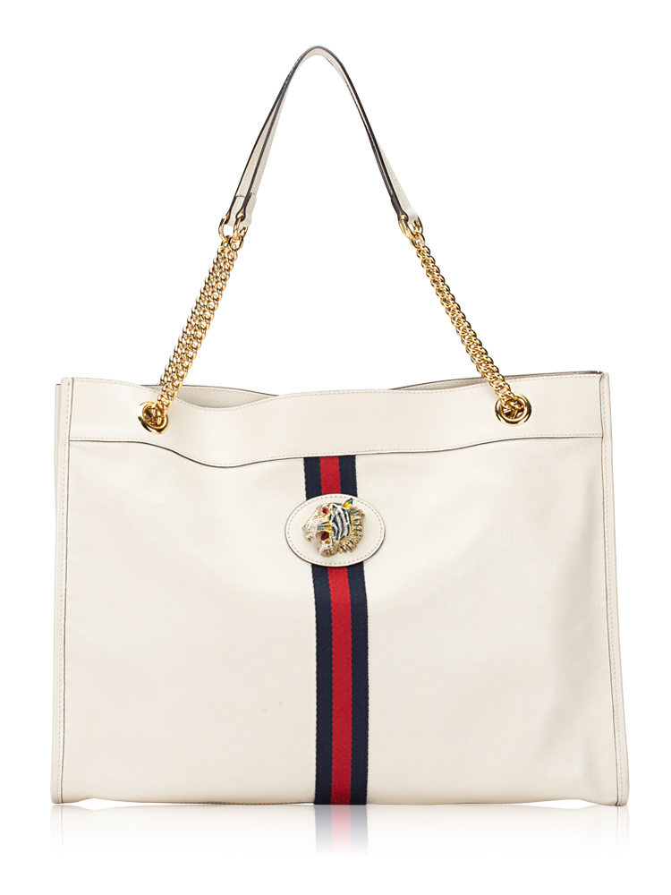 Calfskin Rajah Large Chain Tote White