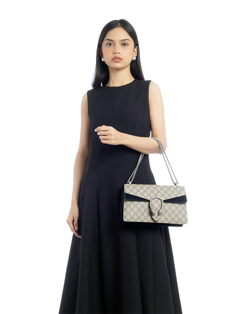GG Supreme Dionysus Small Shoulder Bag Beige Black