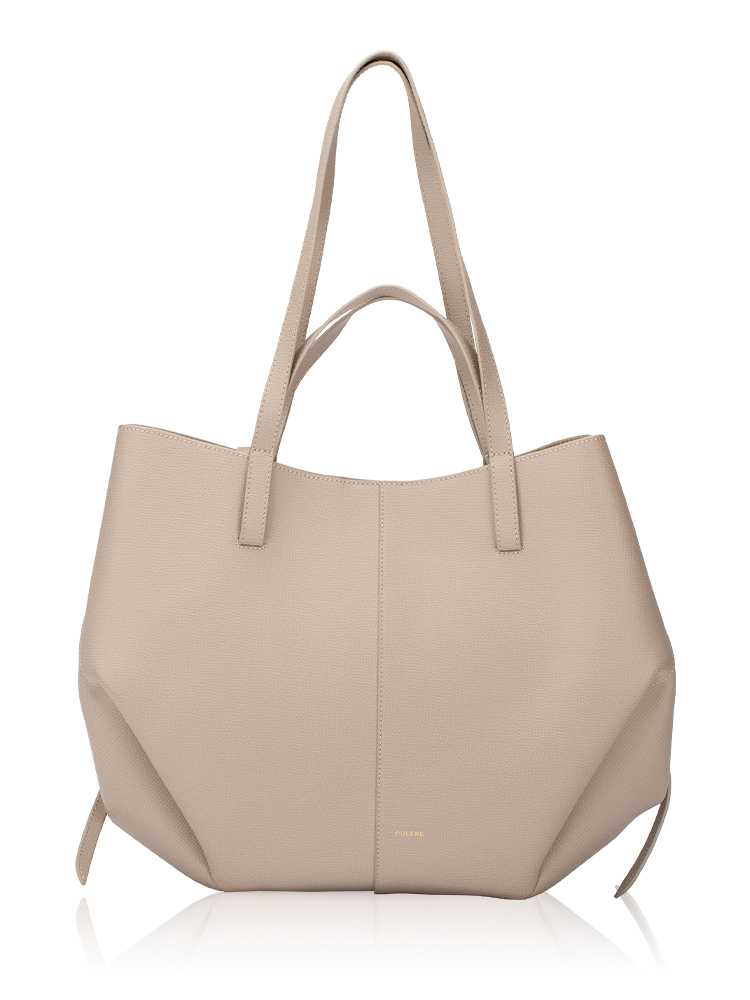 Textured Calfskin Cyme Tote Taupe