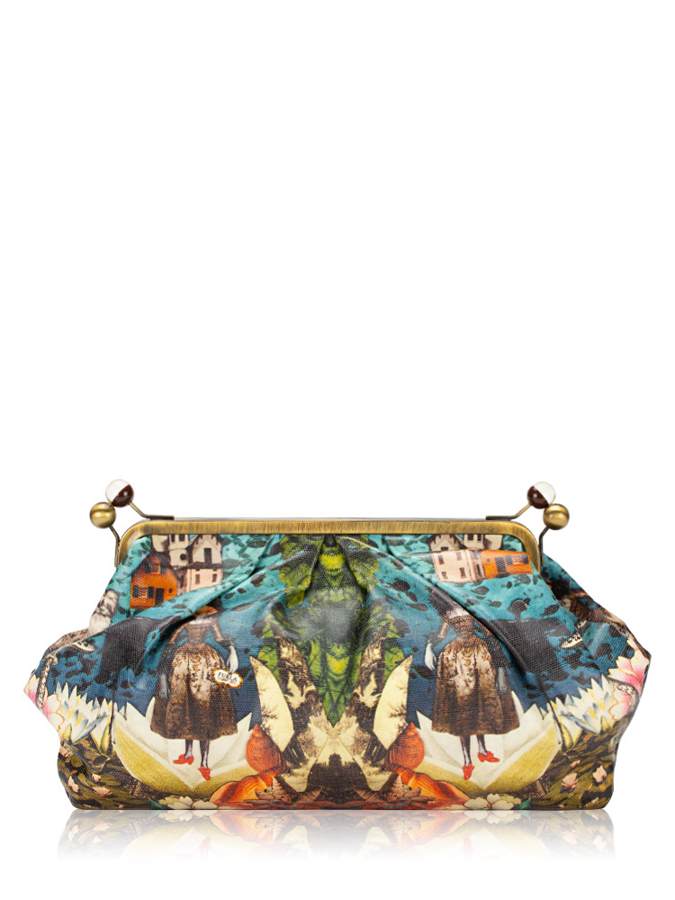 X Talent Hub Vintage Kiss Lock Clutch Multicolor
