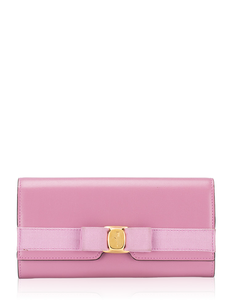 Calfskin Vara Bow Continental Wallet Anemone