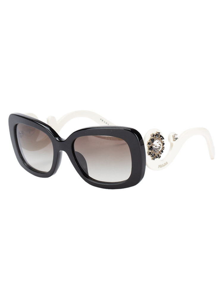 SPR33P Crystal Square Baroque Sunglasses White