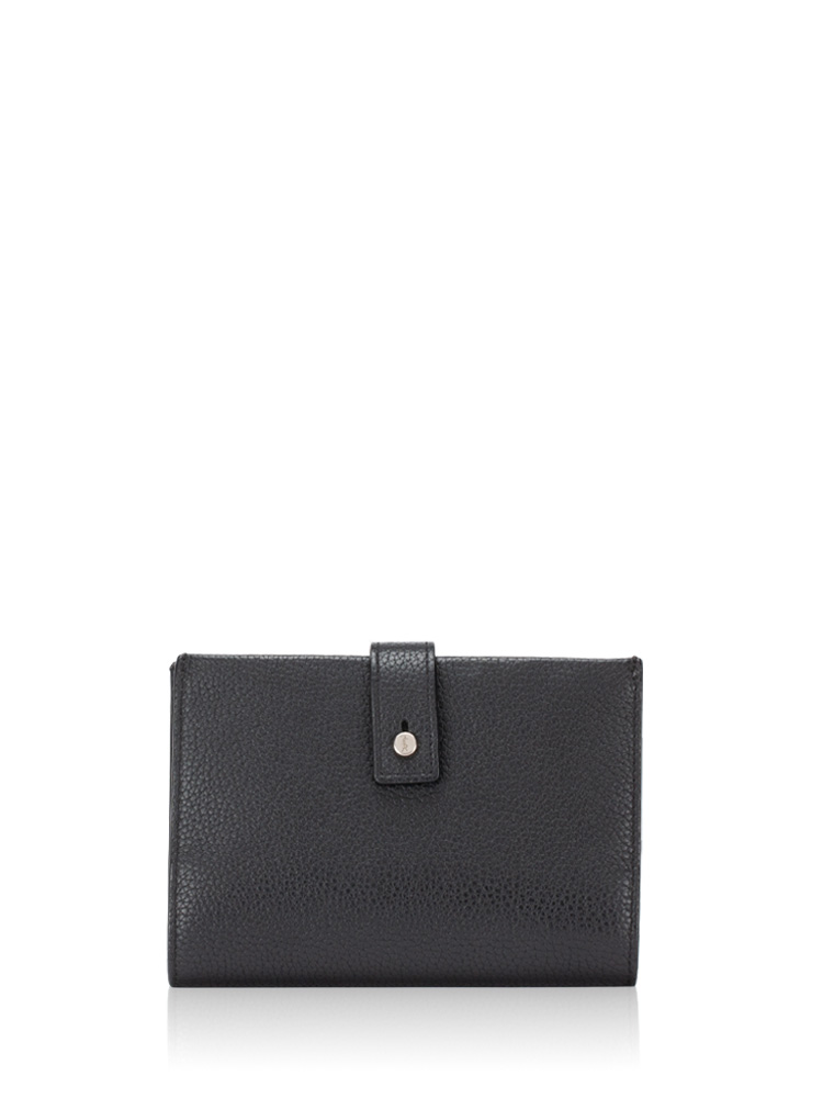 Grained Calfskin Sac De Jour Compact Wallet Black