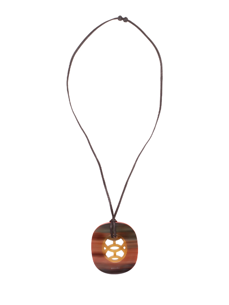 Buffalo Horn Lacquer Lift Necklace Orange