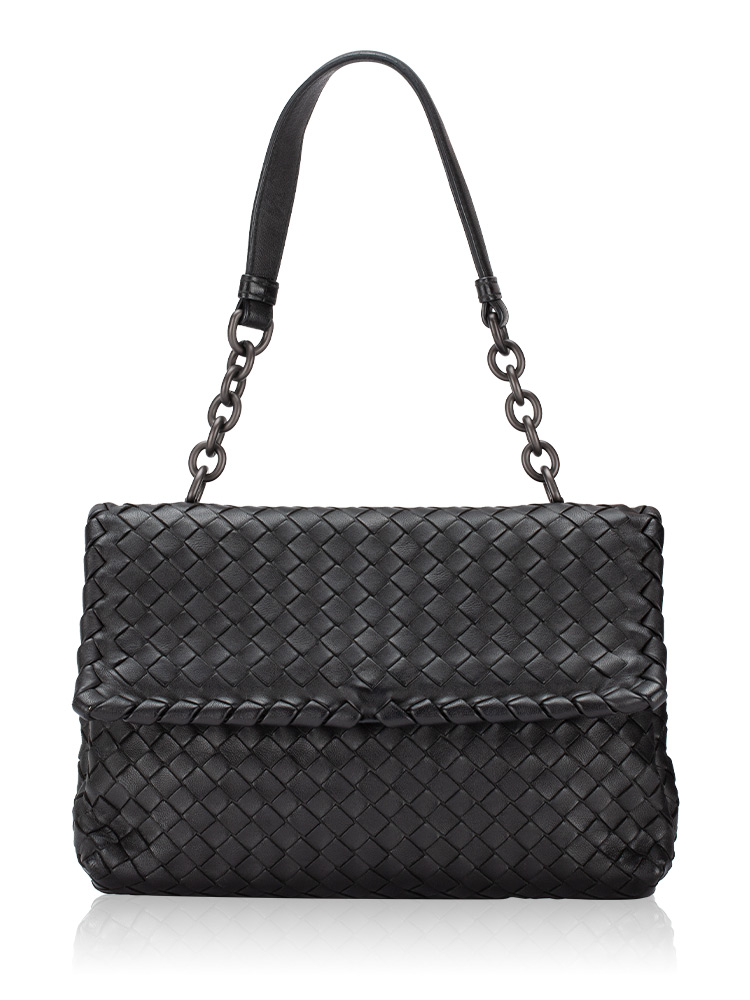 Nappa Intrecciato Olimpia Small Top Handle Bag Black