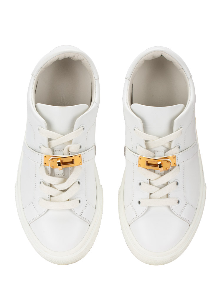 Calfskin Day Sneakers Blanc Rosegold Sz 36