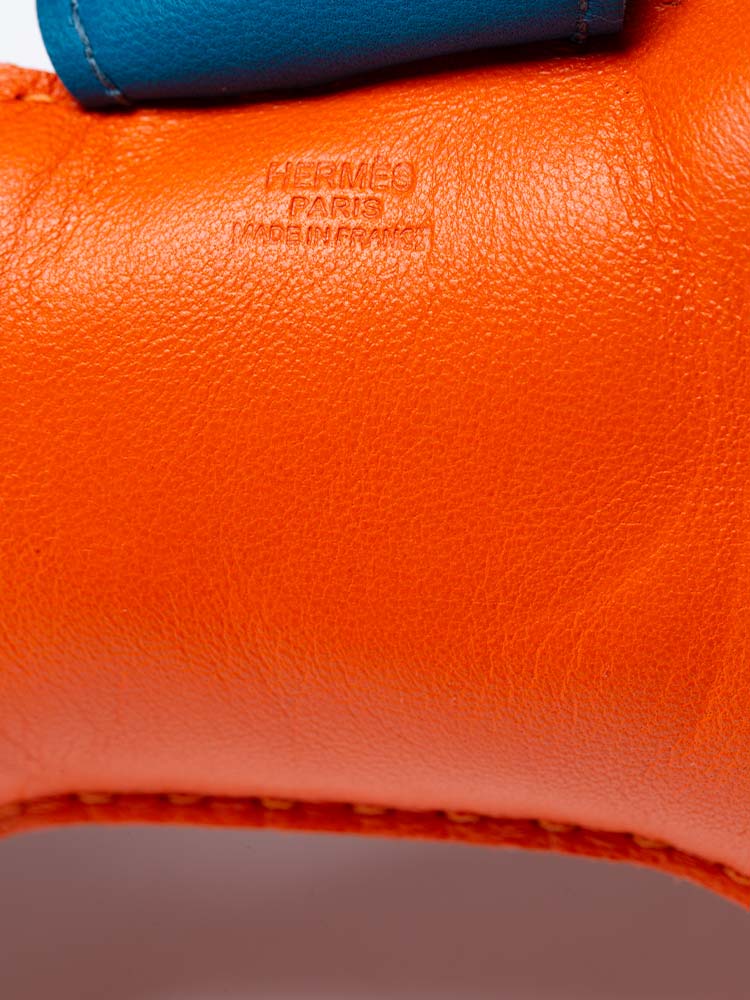 Lambskin Grigri Rodeo GM Bag Charm Orange Poppy Celeste Cobalt