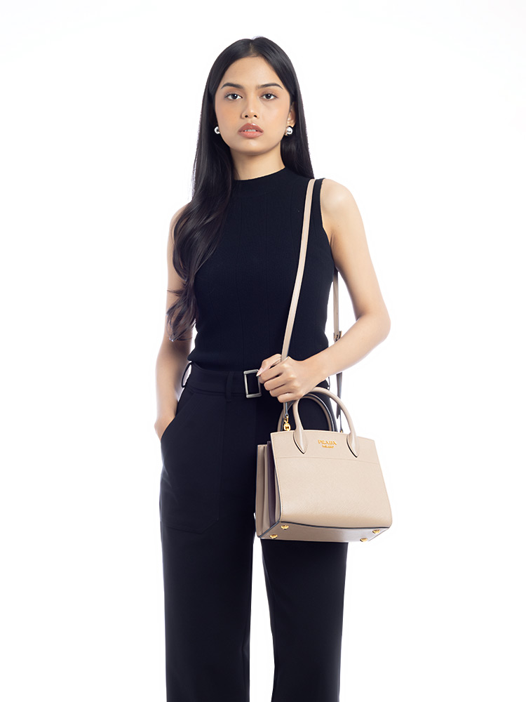 Saffiano City Calf Bibliotheque Tote Cammeo Granato