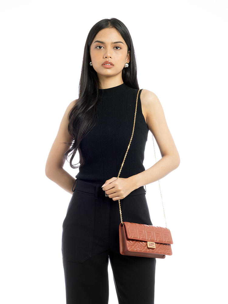Nappa Matisse FF Embossed Wallet On Chain Sienna