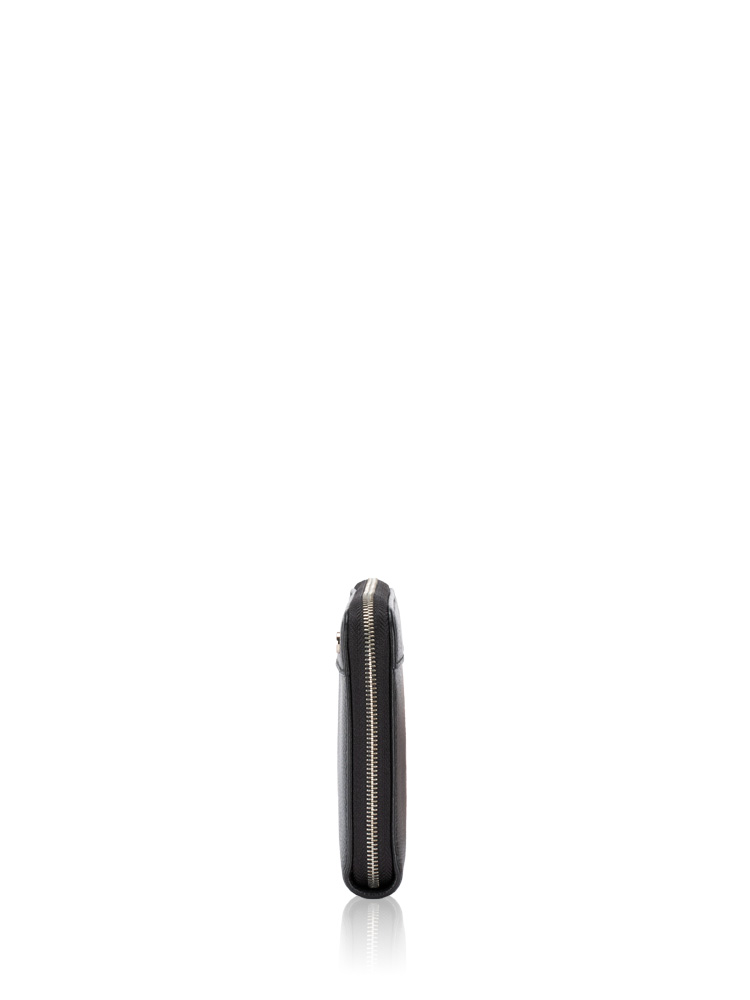 Leather Organizer Zip Wallet Black