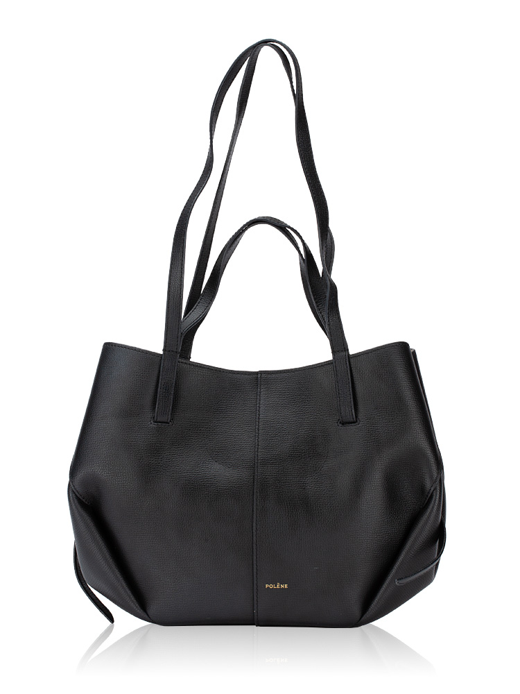 Textured Calfskin Cyme Mini Tote Black