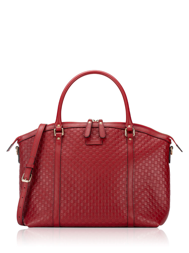 Soft Microguccissima Large Dome Satchel Rosso