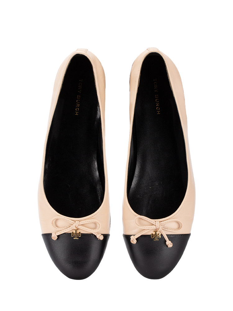 Cap Toe Leather Ballet Flats Rose Pink Perfect Black Sz 7.5