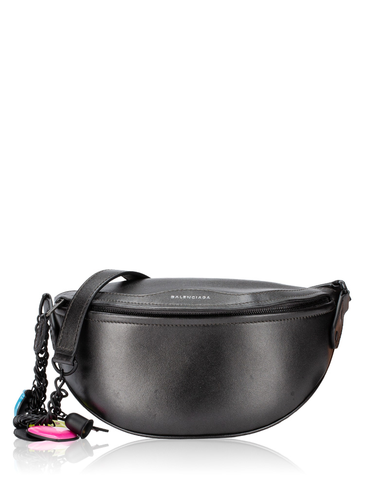 Shiny calfskin Souvenir XXS Belt Bag Gunmetal