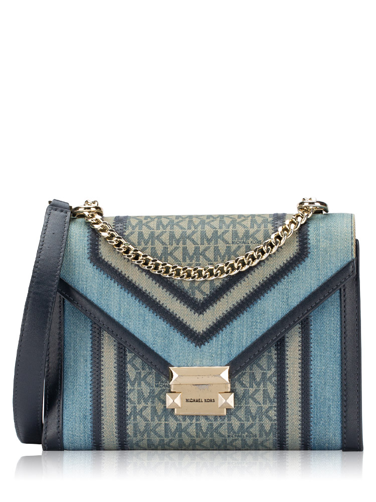 Signature Denim Whitney Large Shoulder Bag Denim