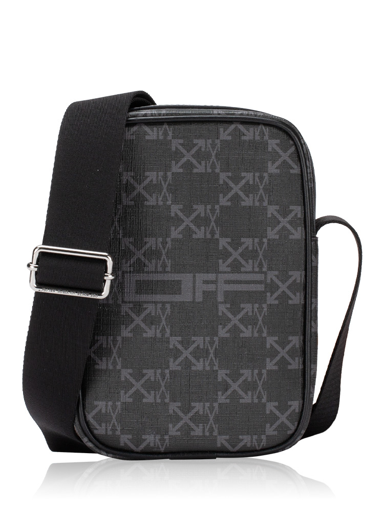 Coated Canvas Logo All Over Crossbody Black Dark Grey