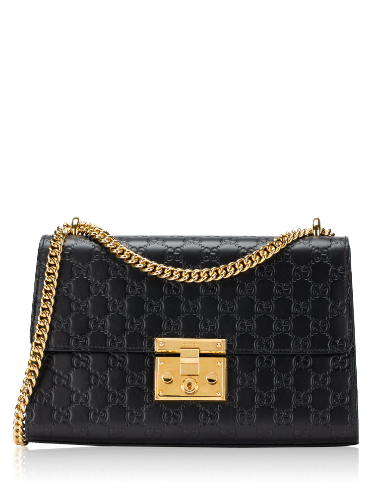 Guccissima Padlock Medium Shoulder Bag Black
