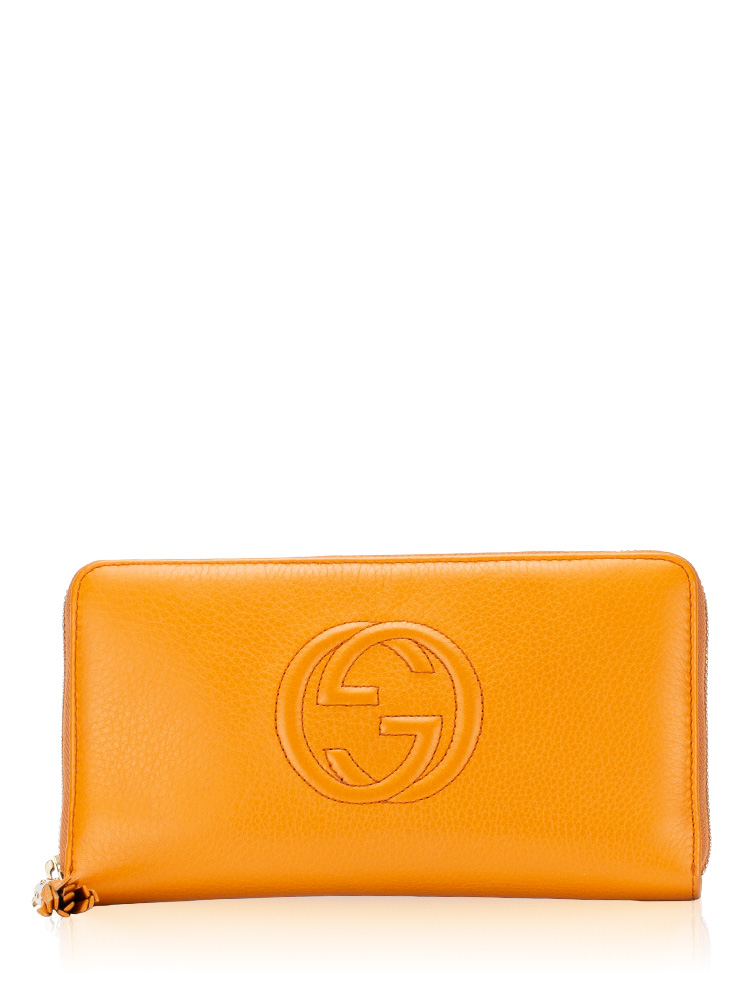 Pebbled Calfskin Soho Zip Wallet Orange