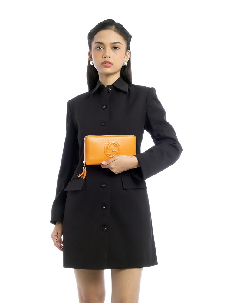 Pebbled Calfskin Soho Zip Wallet Orange