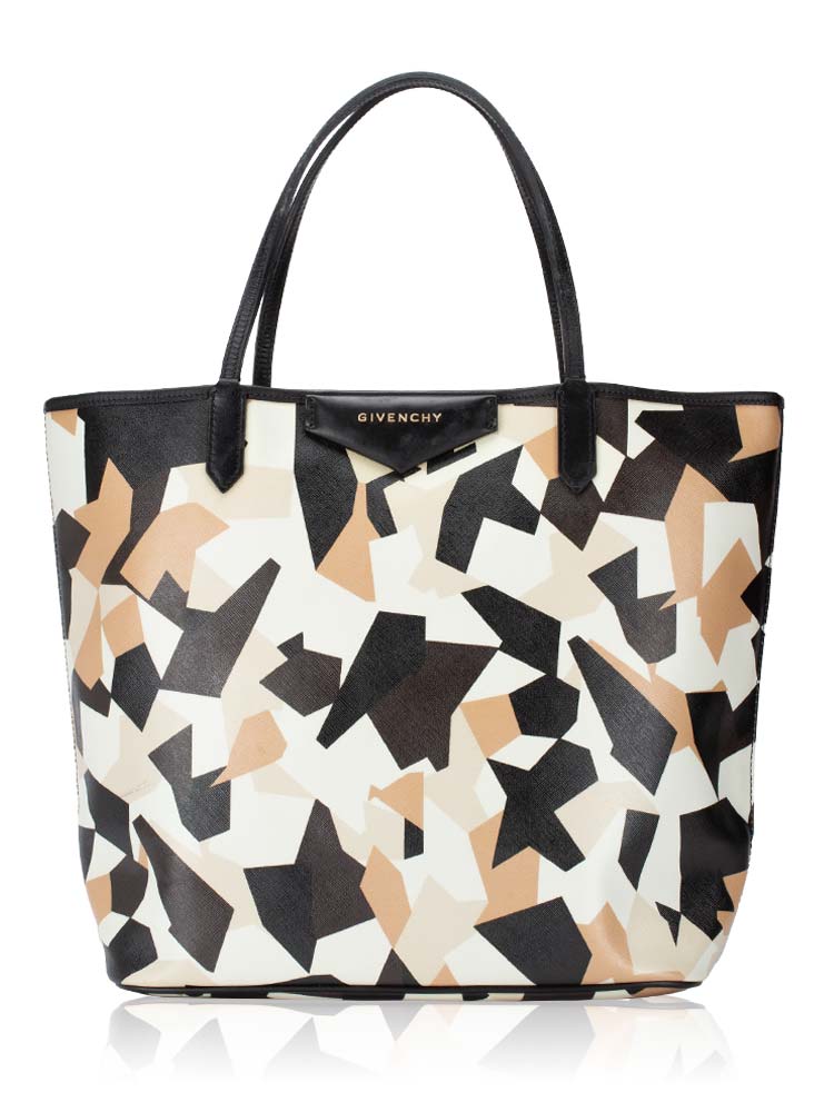 Coated Canvas Geometric Antigona Small Tote Black