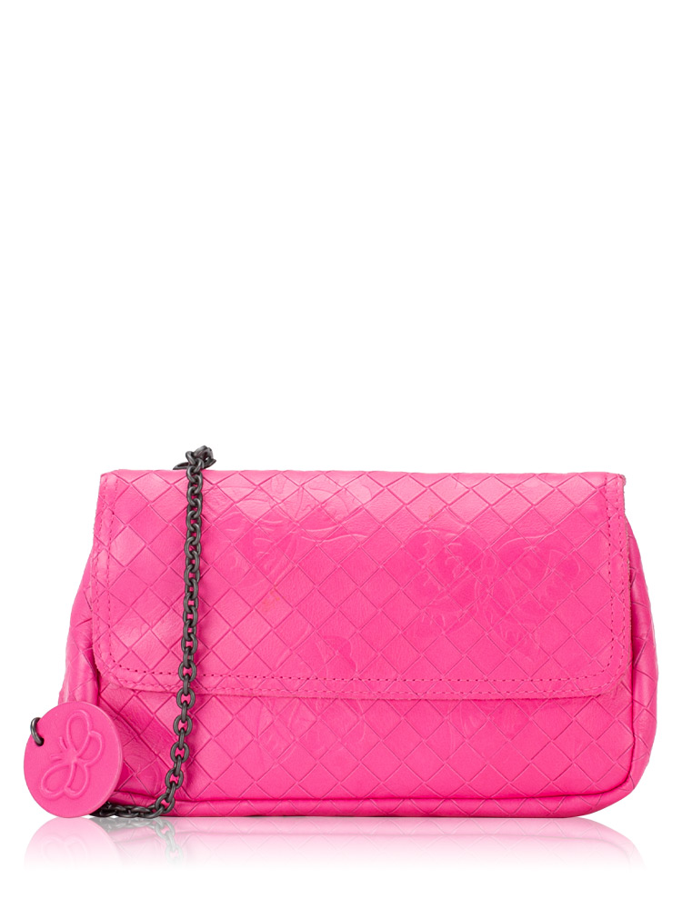 Calfskin Intrecciato Butterfly Small Chain Crossbody Pink